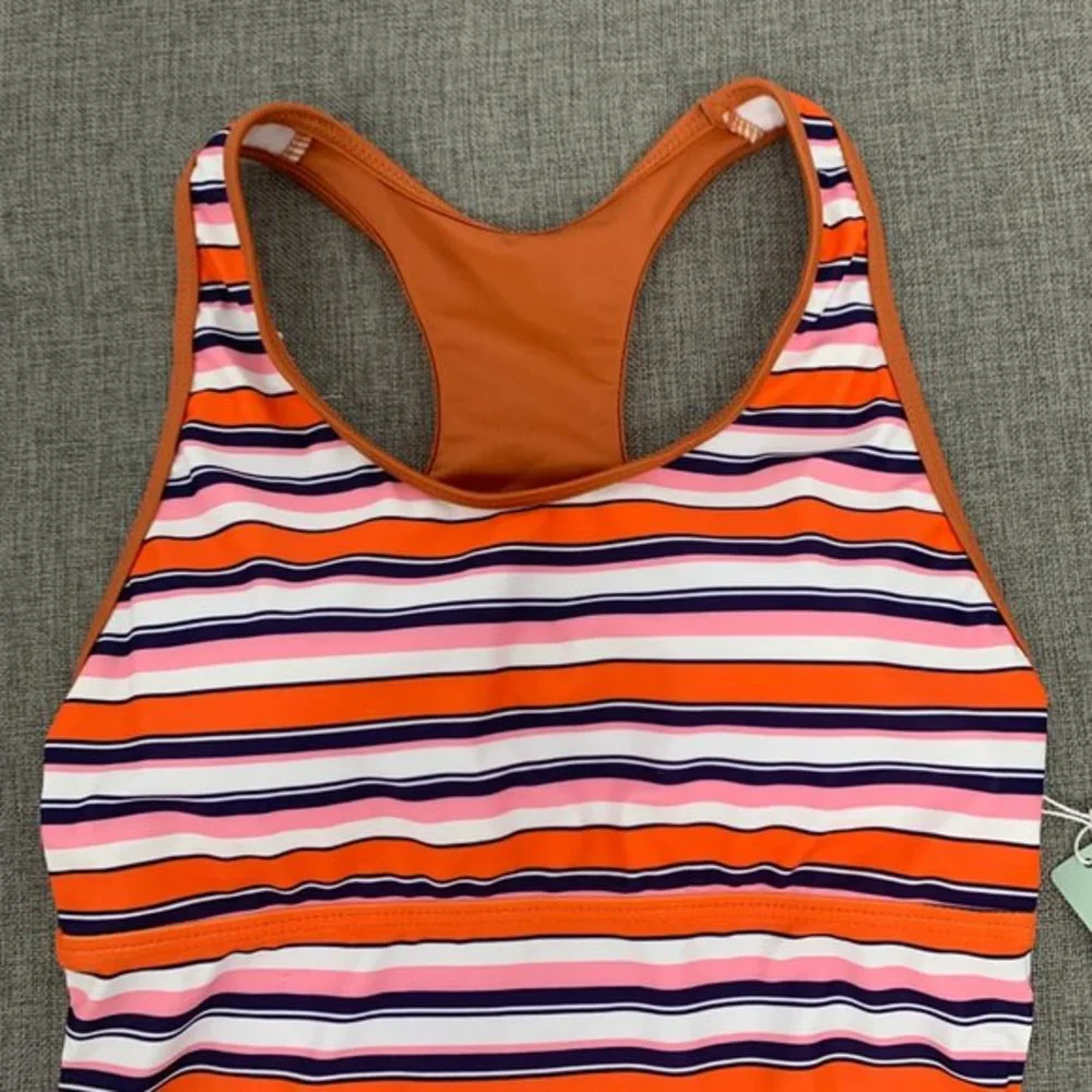 Brand New! Tempotrek Striped Tankini Removable Pads Racerback Swimwear‎ Small